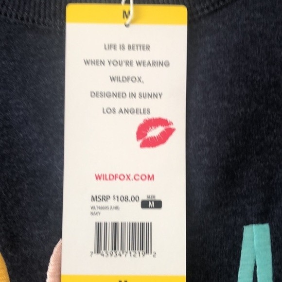 Wildfox Statement Sweatshirt Navy Social Embroidered Medium - Picture 4 of 5